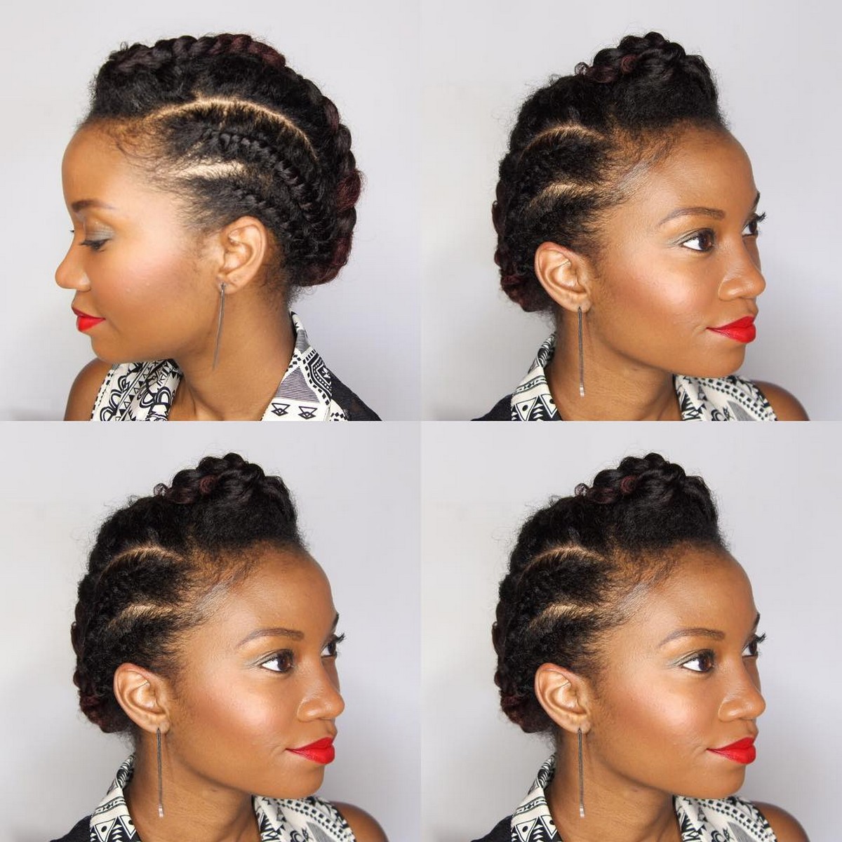 Braids And Flat Twists Updo For Short Hair