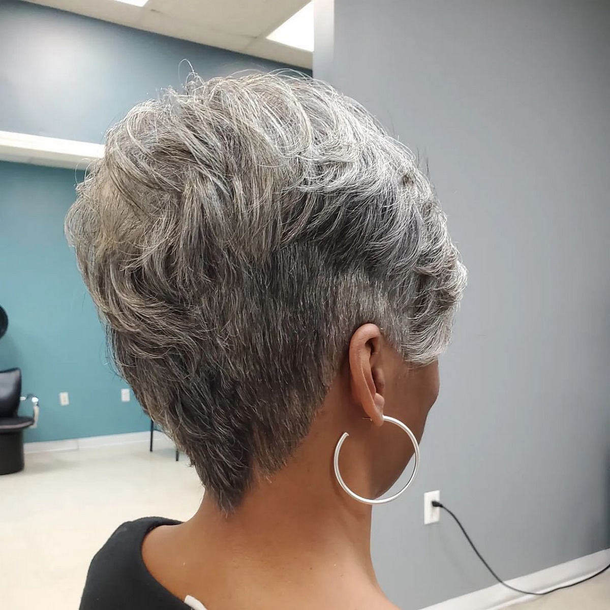 Thick Layered Pixie For Graying Hair