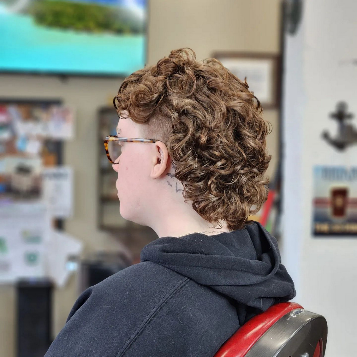 Curly Mullet With Uneven
