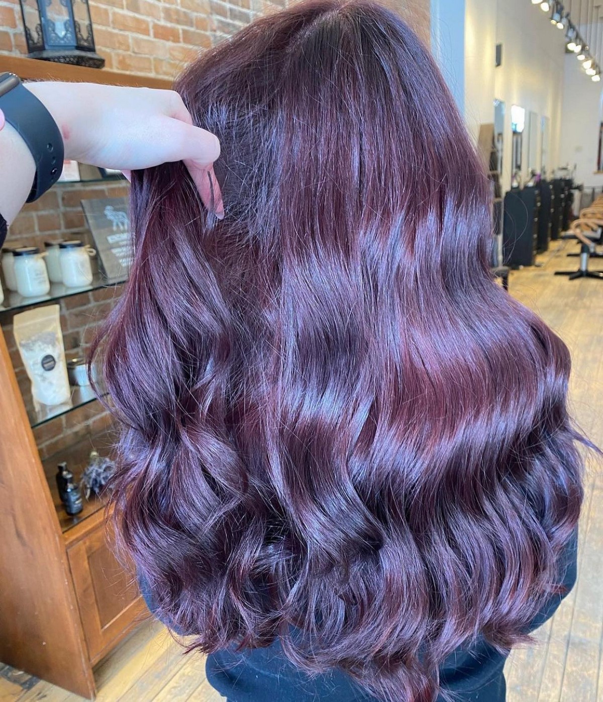 Long Wavy Plum Hair