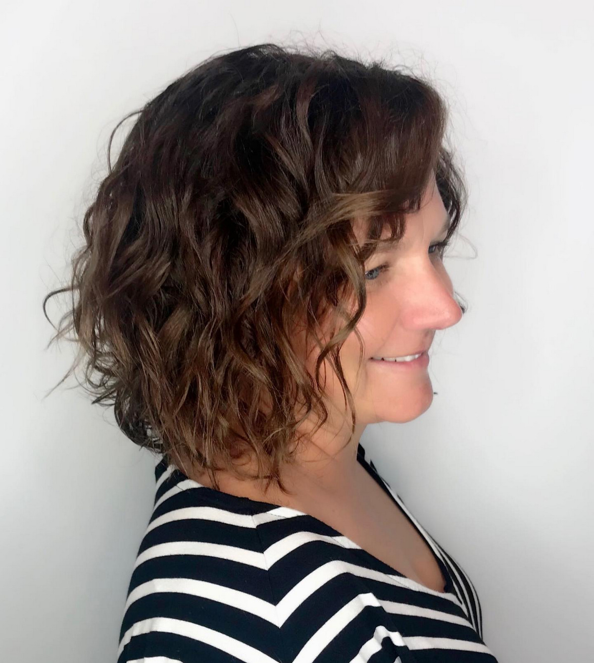 Tousled Wavy Perm Bob Hair