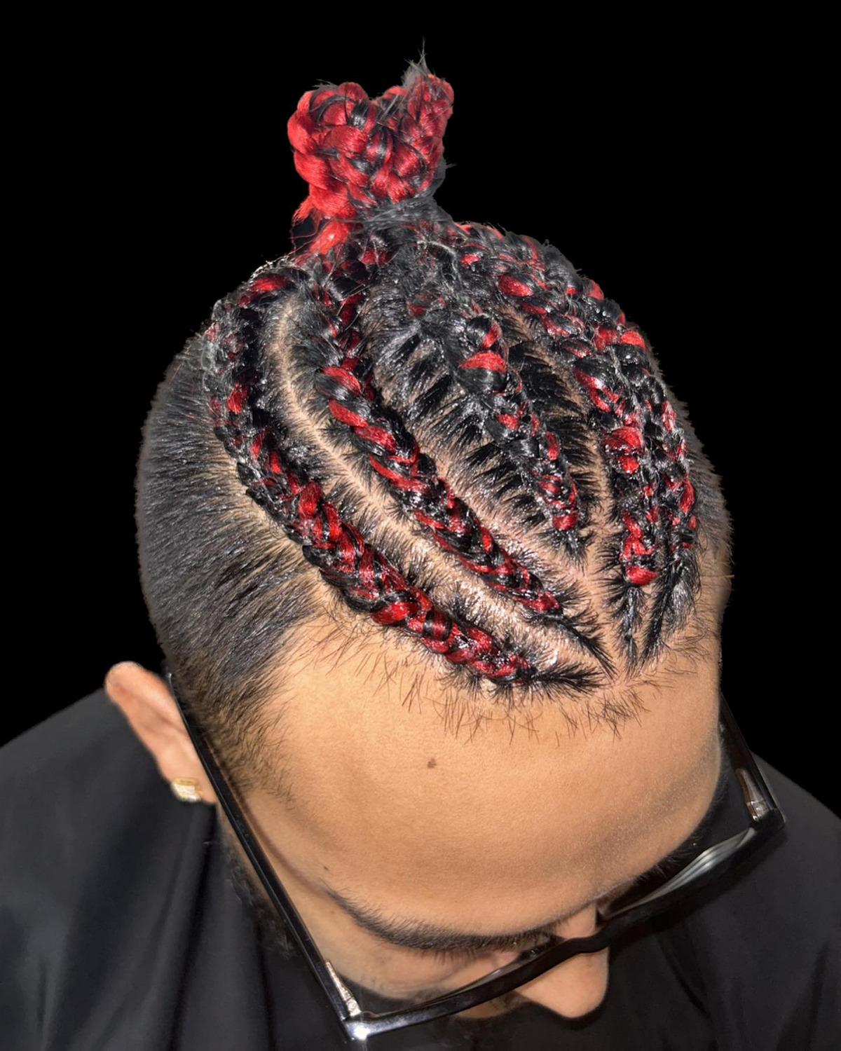 Highlight Red Cornrow Man Bun