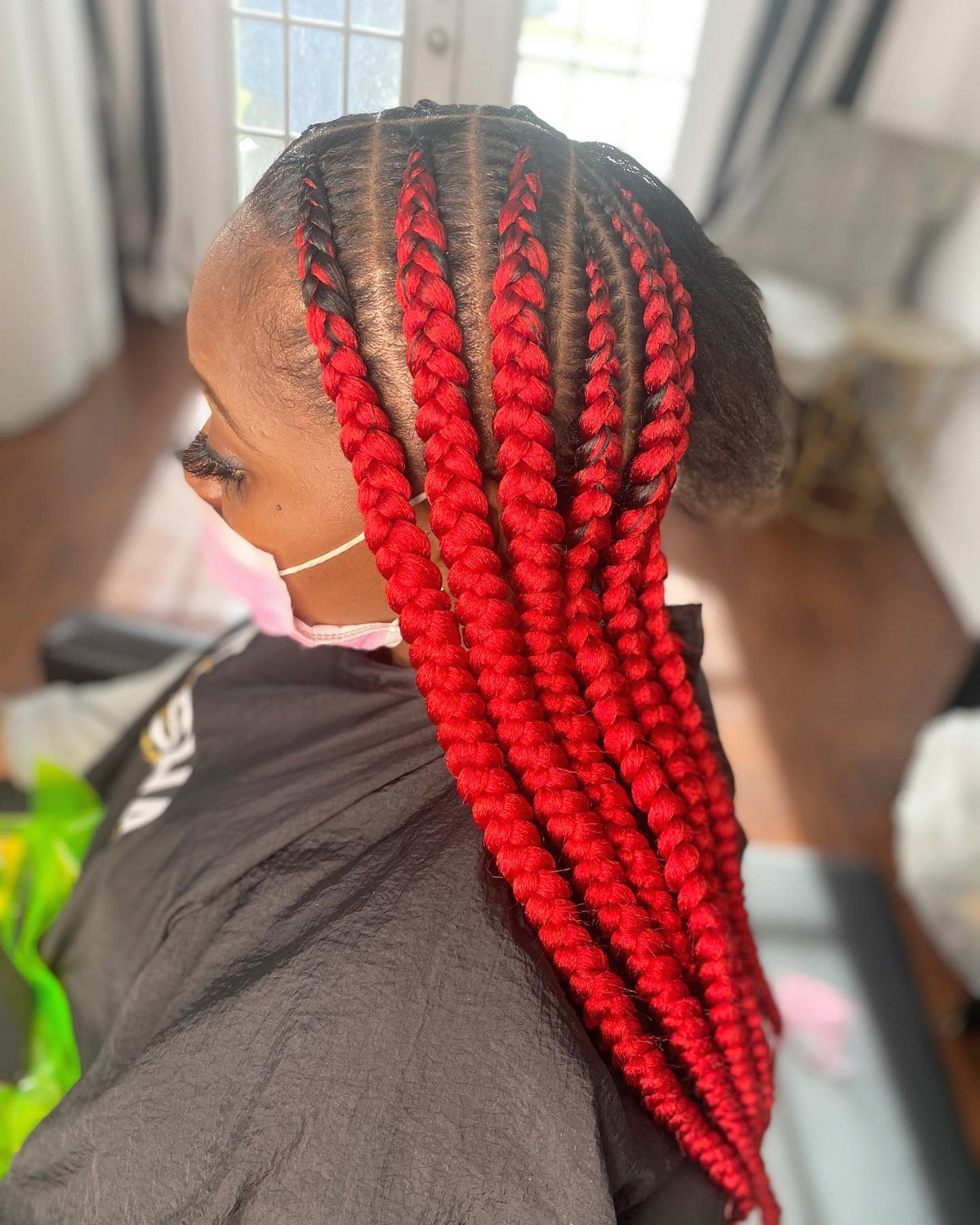 Chunky Red Stitch Feed-In Braids