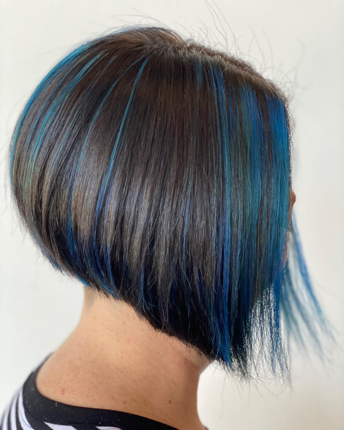 Highlight Blue Undercut Bob