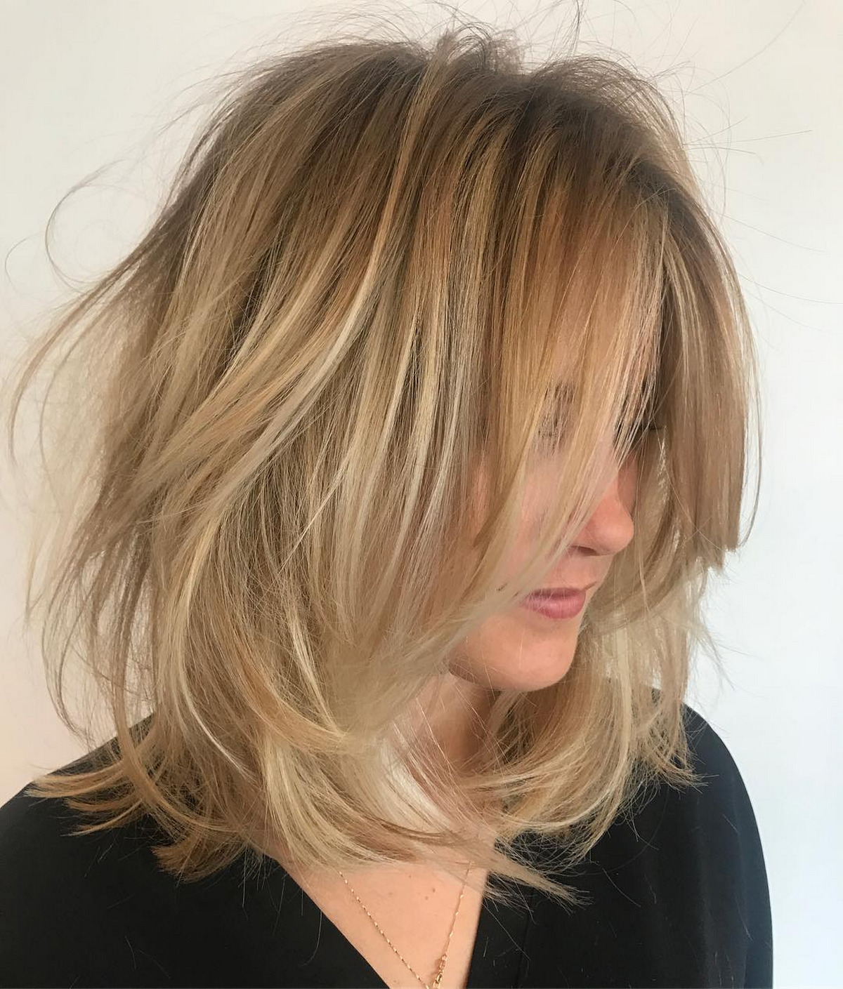 Choppy Disheveled Lob Hairstyle
