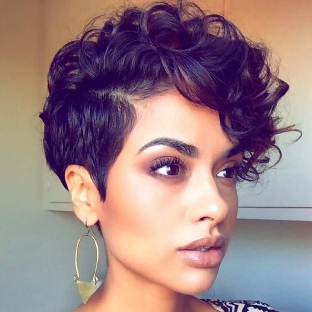 Pixie Undercut Bob With Curl Bangs