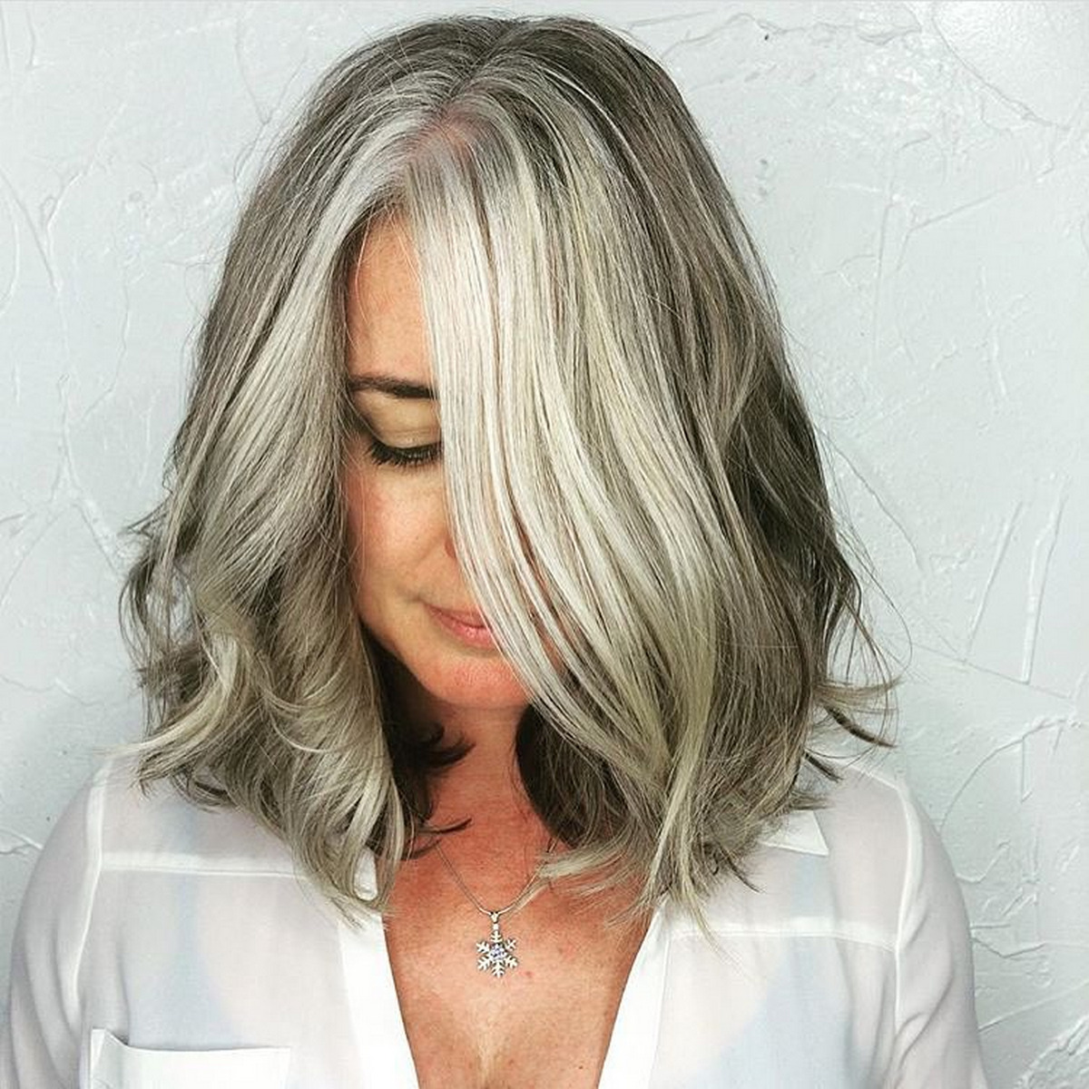 Gray Balayage Hairstyle For Thick Hair
