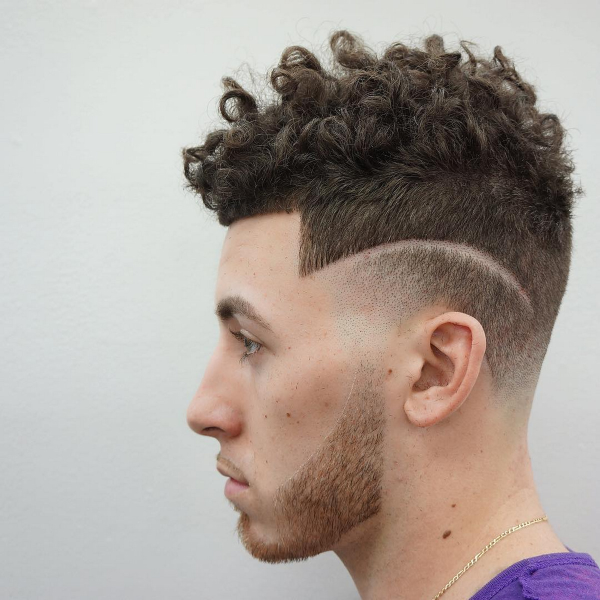 Razor Fade With Curls On Top