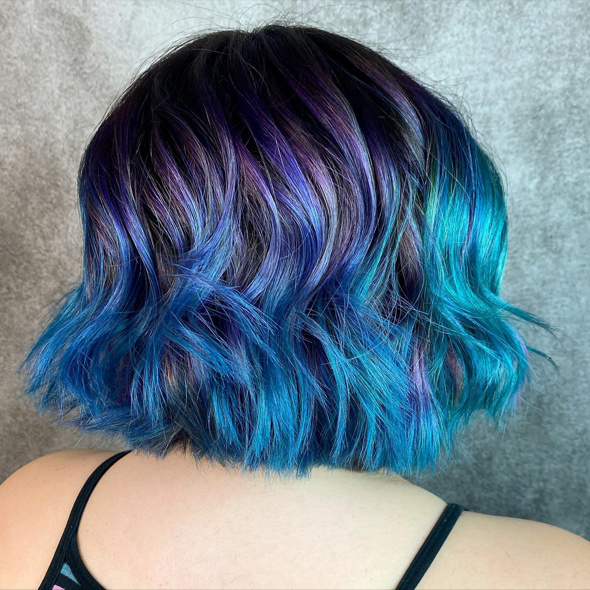 Blue Messy Bob