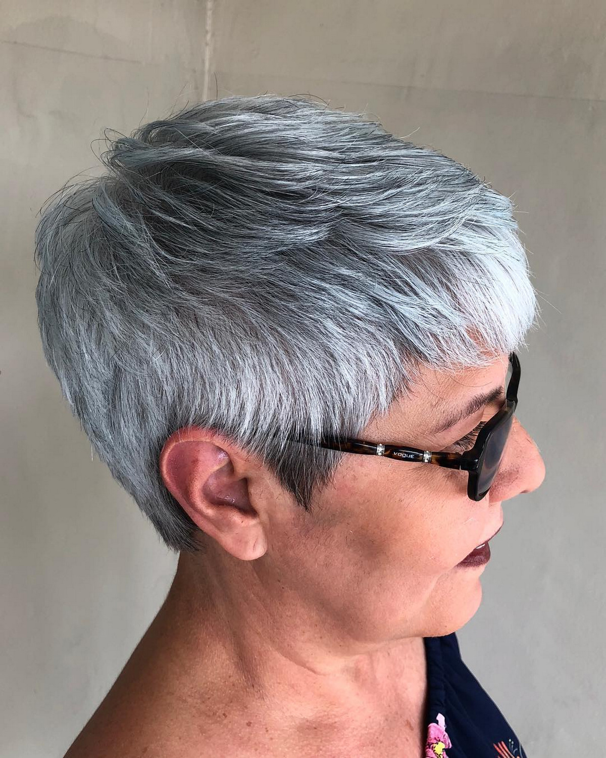 Neat Feathered Gray Pixie