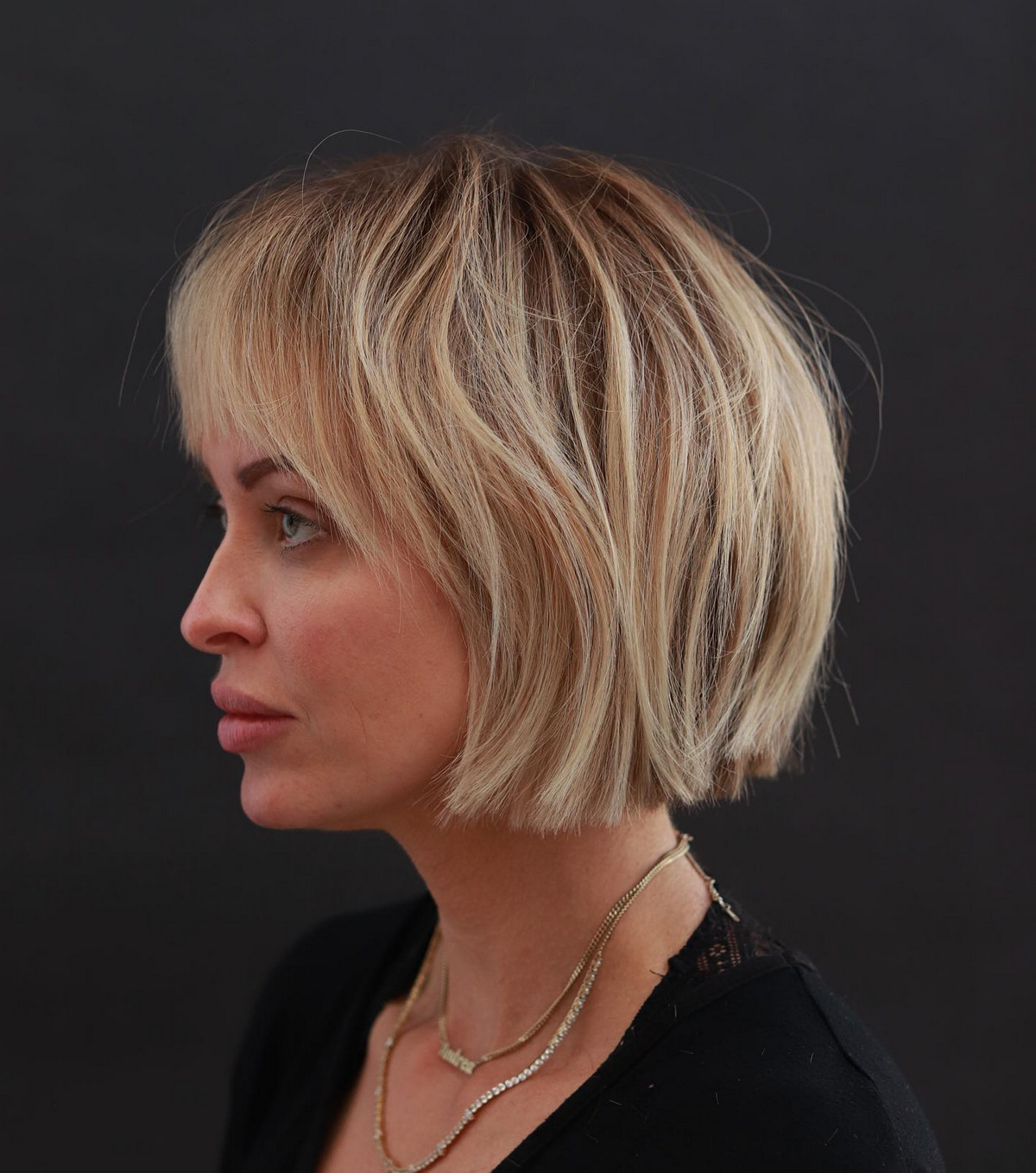 Bright Blonde Bob With Straight Bangs