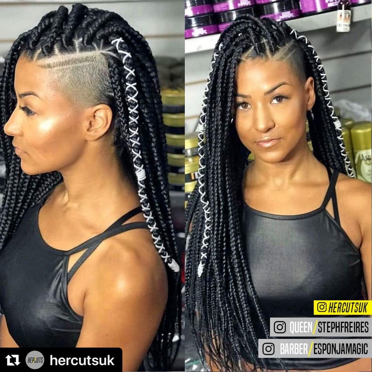 Edgy And Accessorized Braids Half Shaved