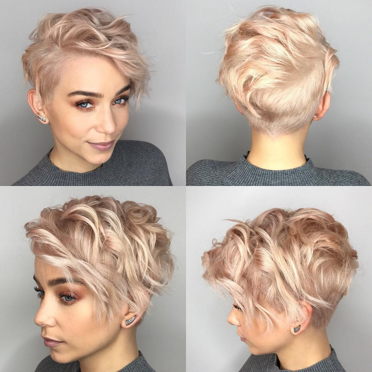 Asymmetrical Undercut Wavy Pixie With Wavy Bangs