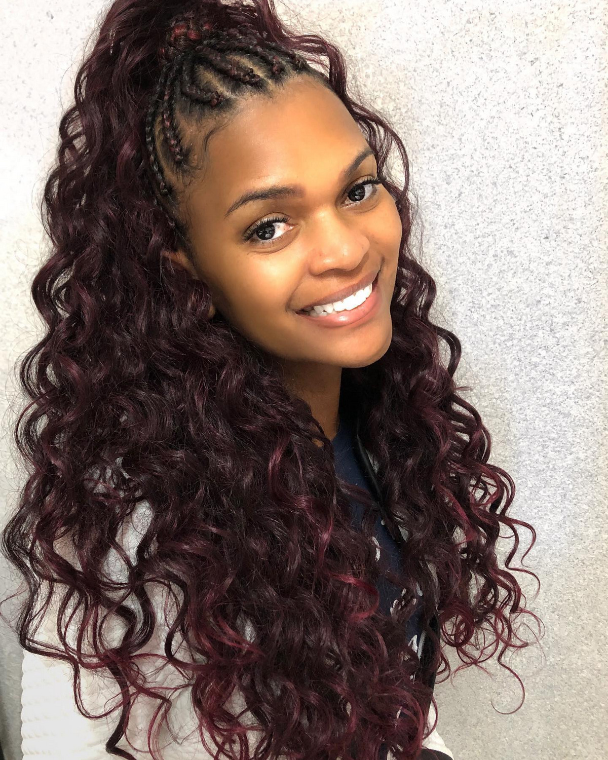 Goddess Braids into Curly Pony
