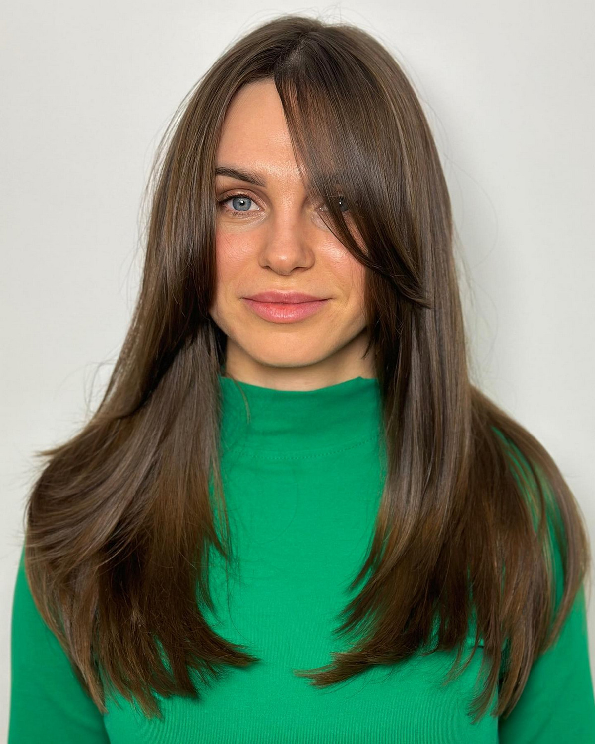 Straight Hair With Side-Swept Bangs