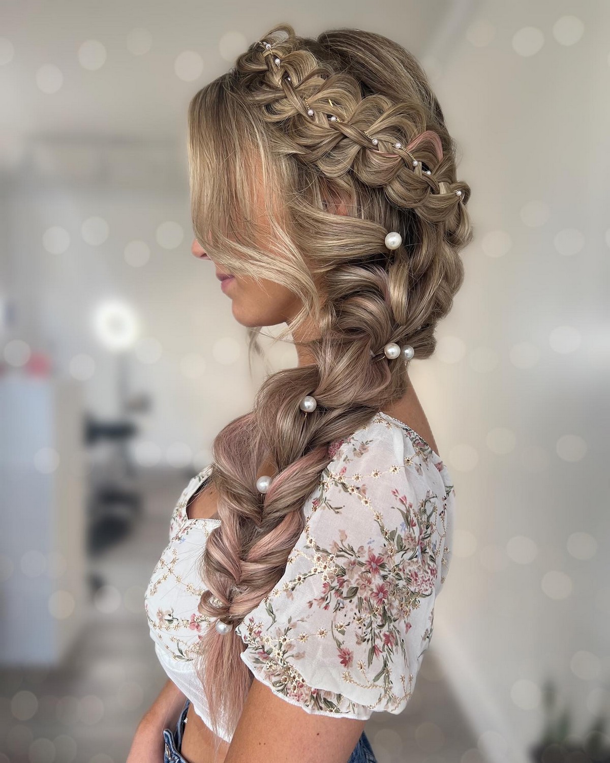 Crown With Bang And Fishtail For Long Hair