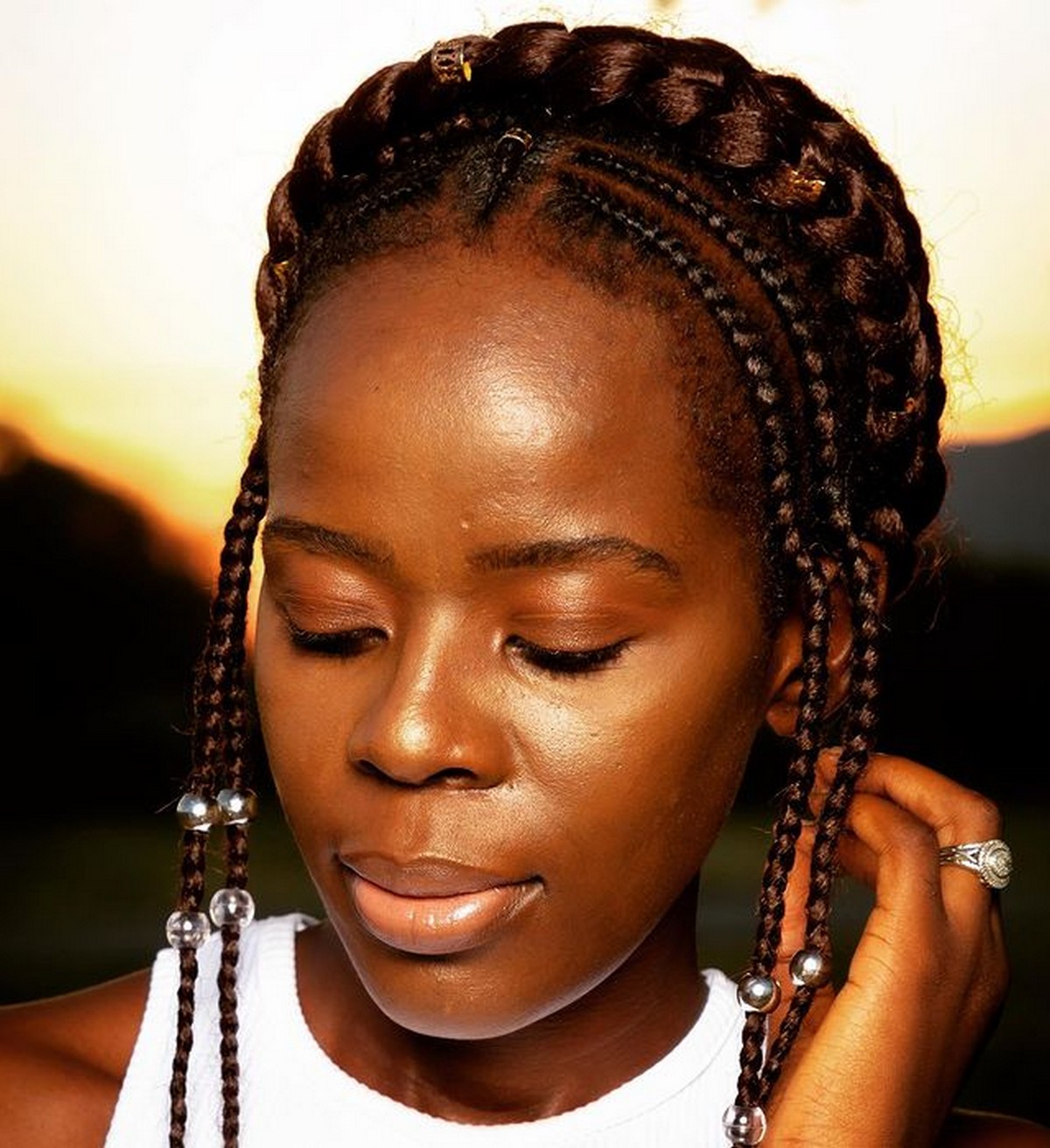 Curly Dutch Crown Braid