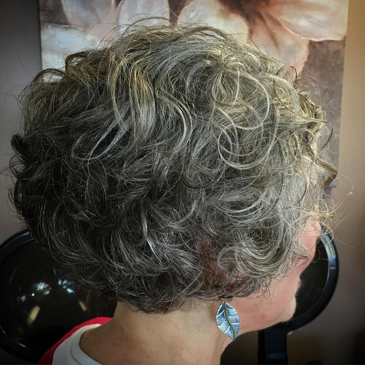 Curly Gray Round Bob