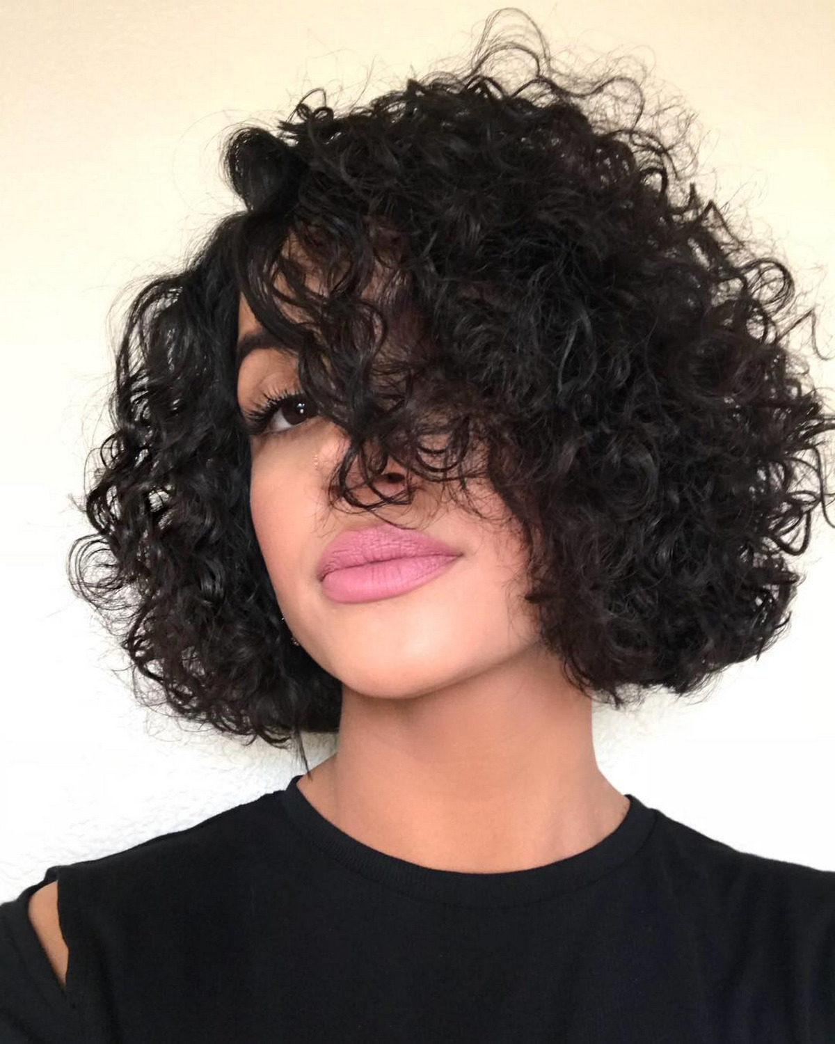 Short Messy Perm Bob with Side Bangs