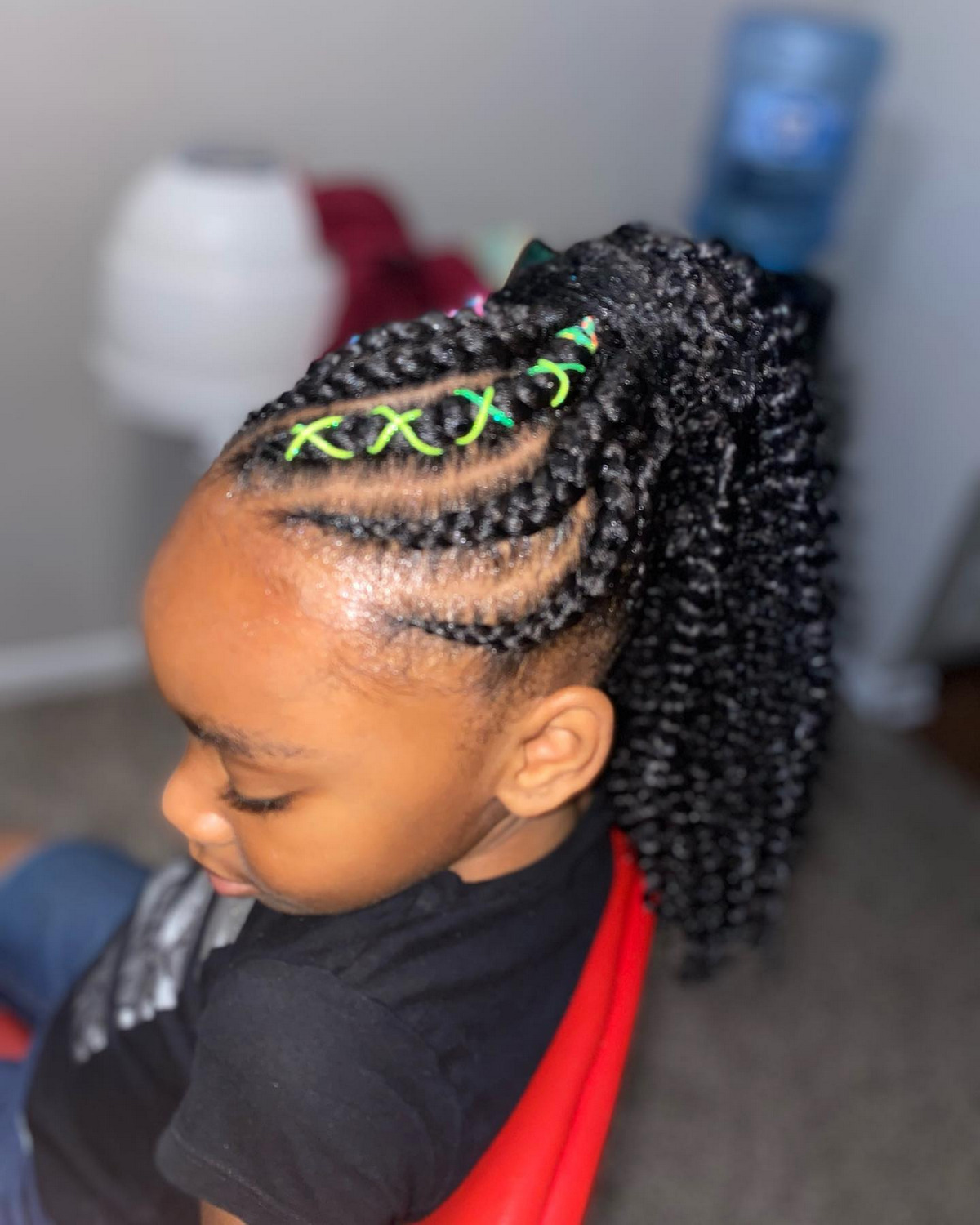 Feed-in Braids With A Curly Ponytail