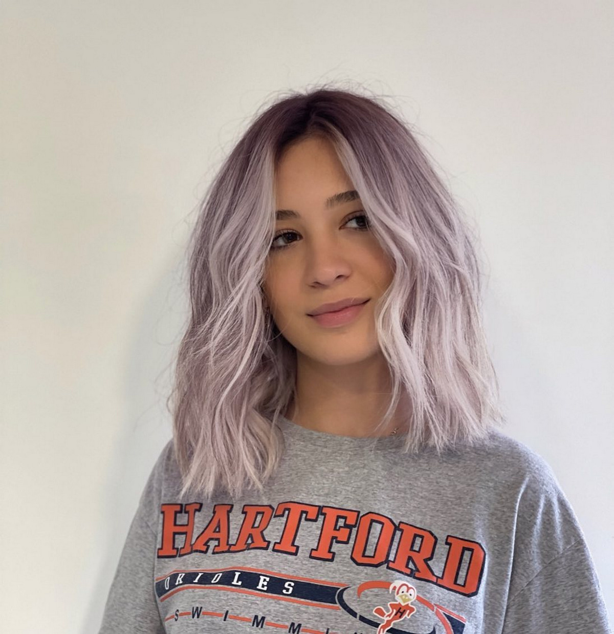 Ombre Silver Bob With Long Curtain Bangs