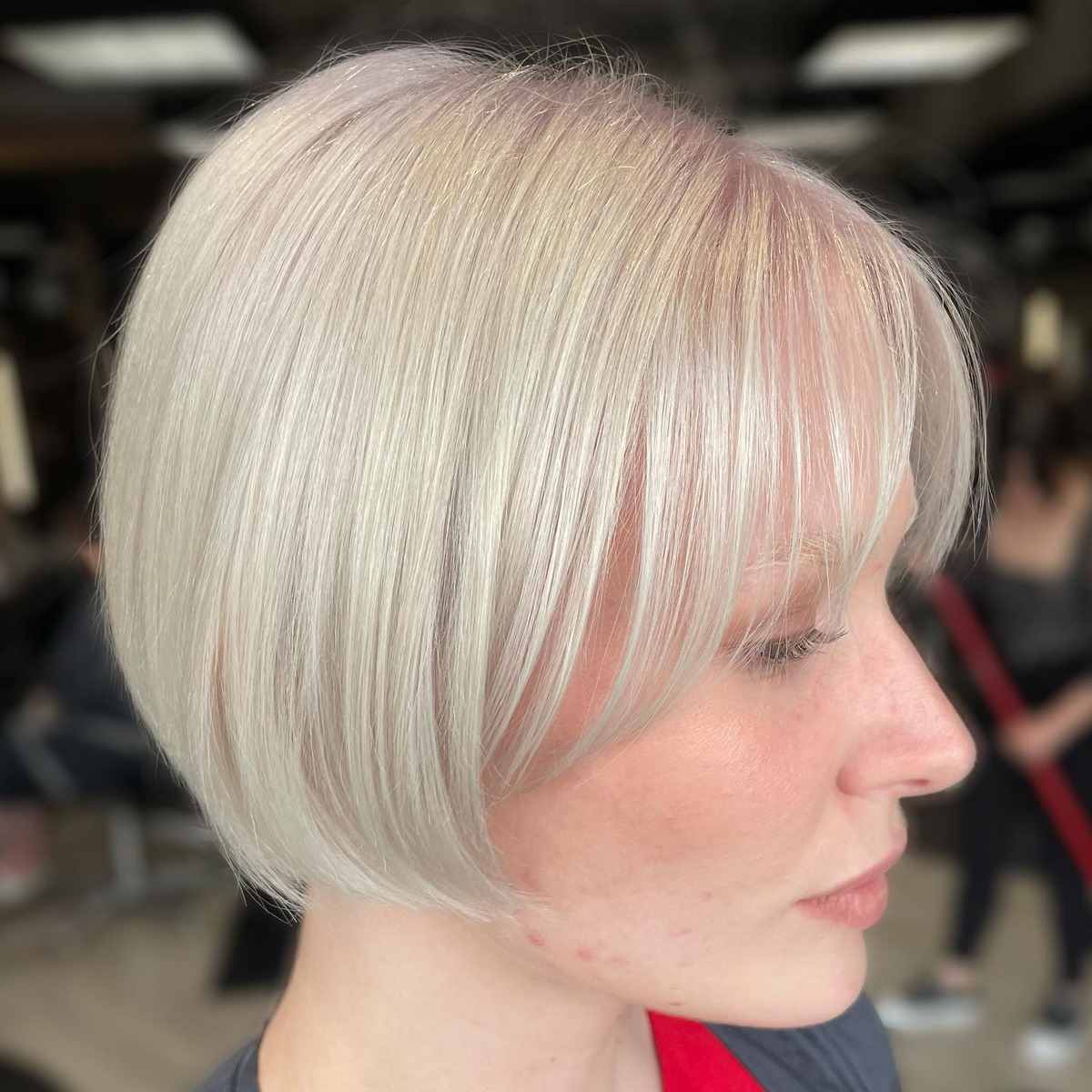 Platinum Hair Undercut Bob
