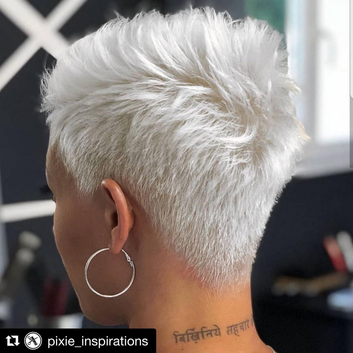 White Gray Pixie With High Fade In Back Hair