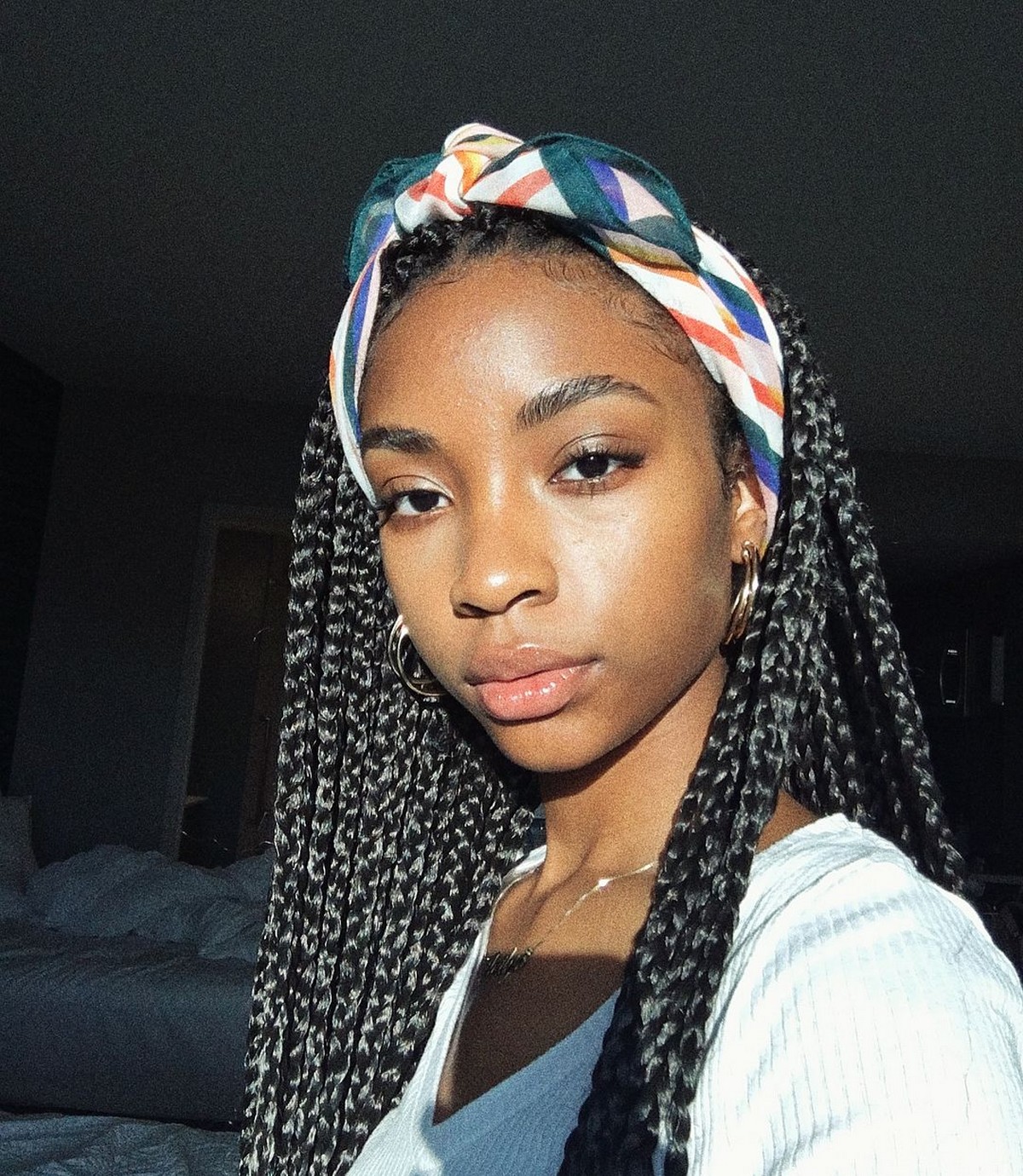 Medium Box Braids With A Headband