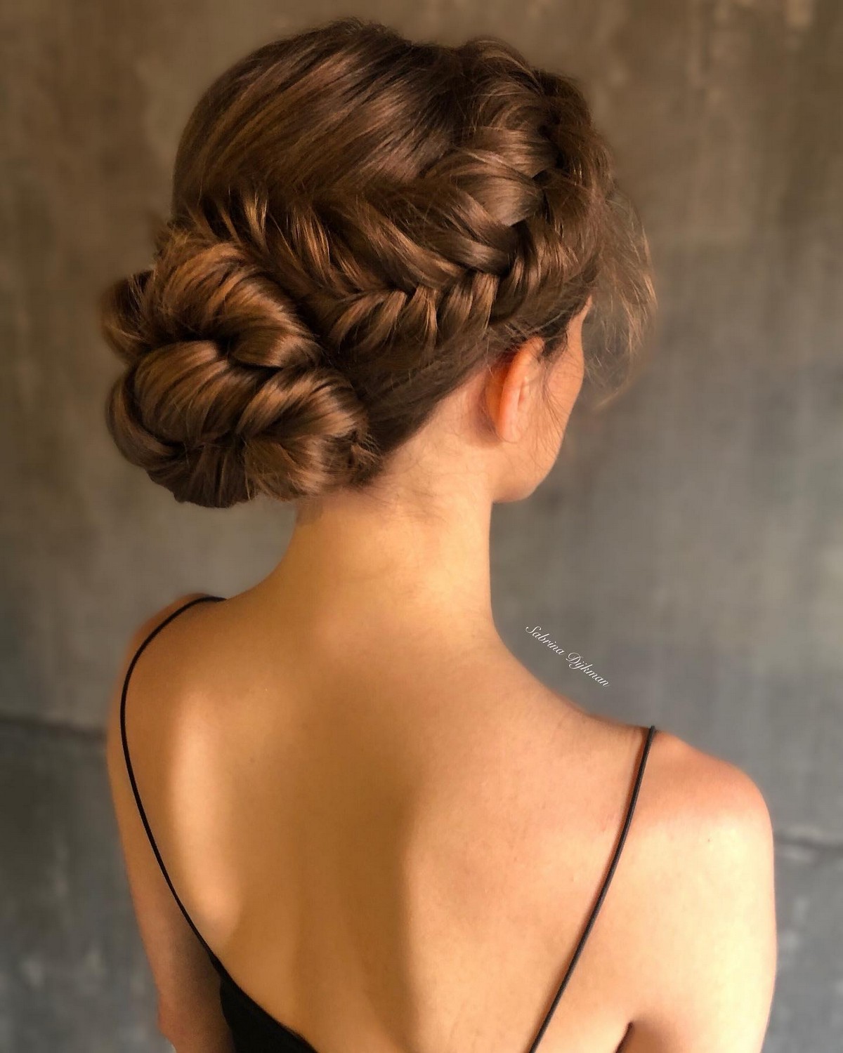 One Side Braid With Low Bun