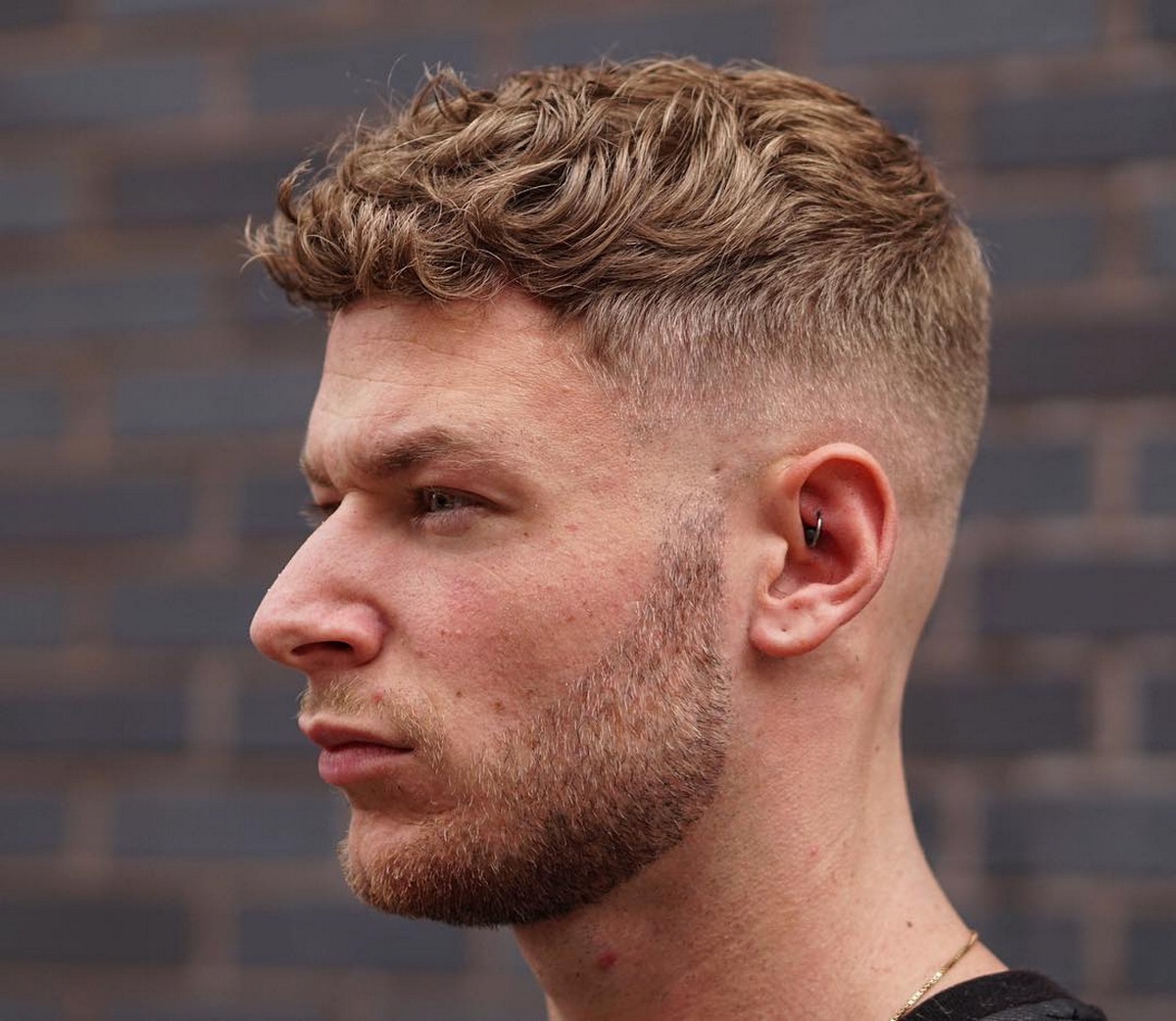 Curly Blonde Taper Fade