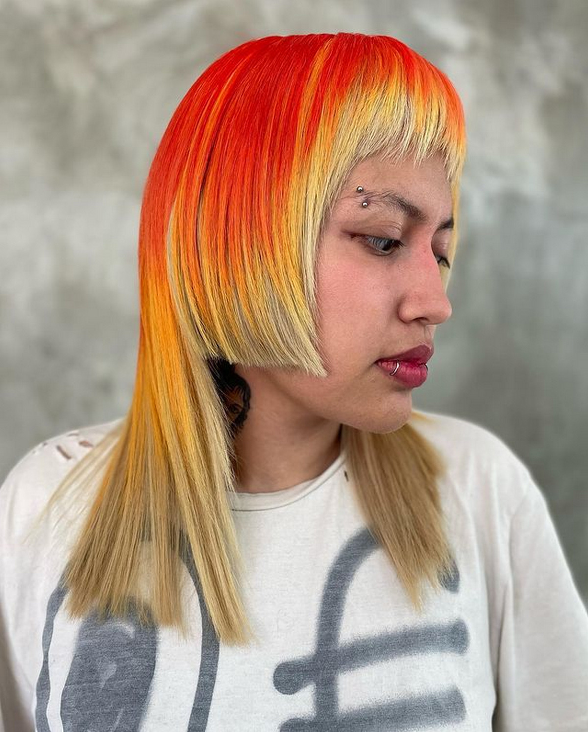 Hime Cut Orange Hairstyle