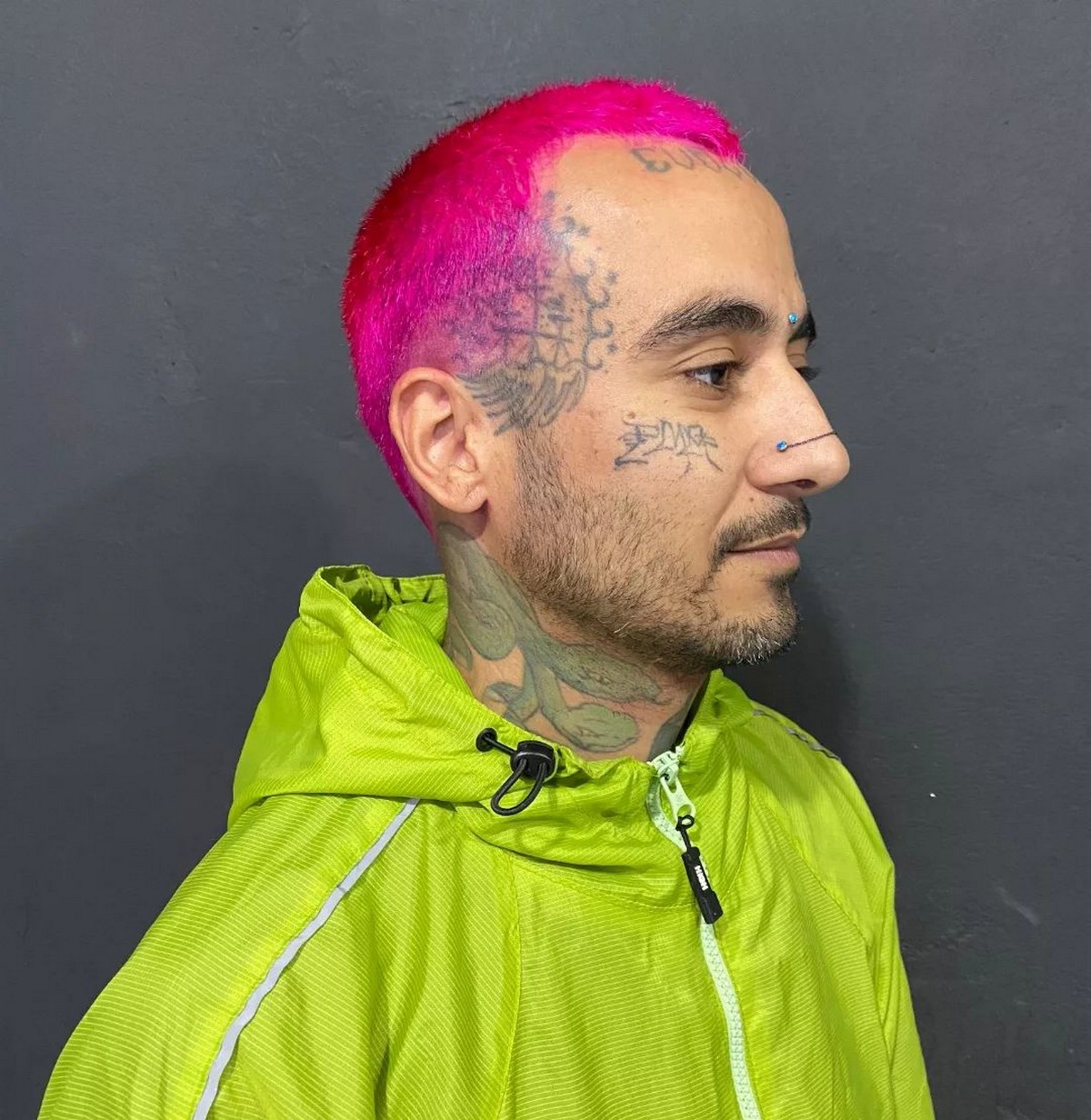 Pink Liam Gallagher Buzz Haircut