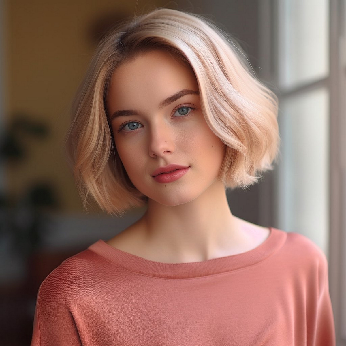 Side Part Blunt Blonde Bob