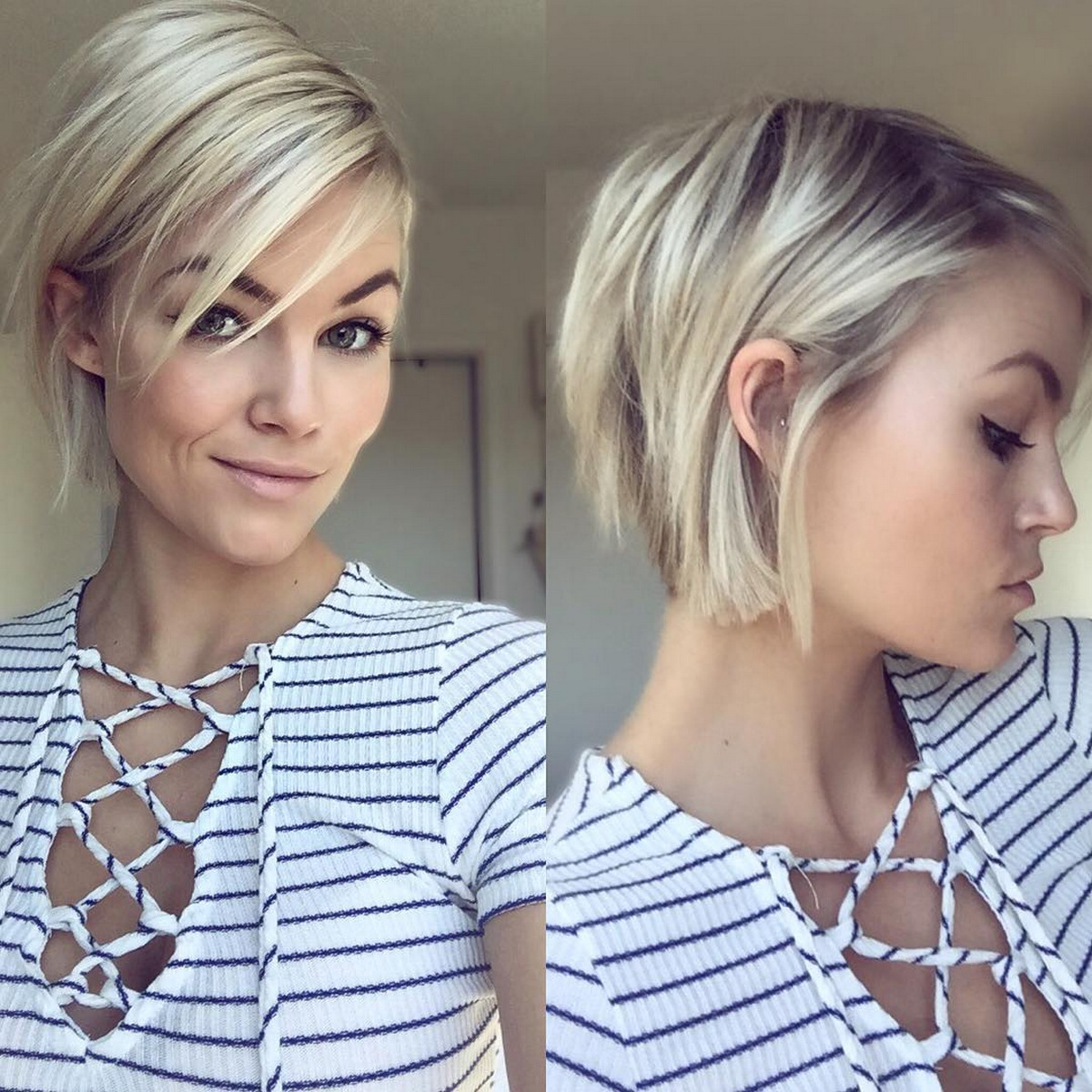 Platinum Blonde Side-Part Bob