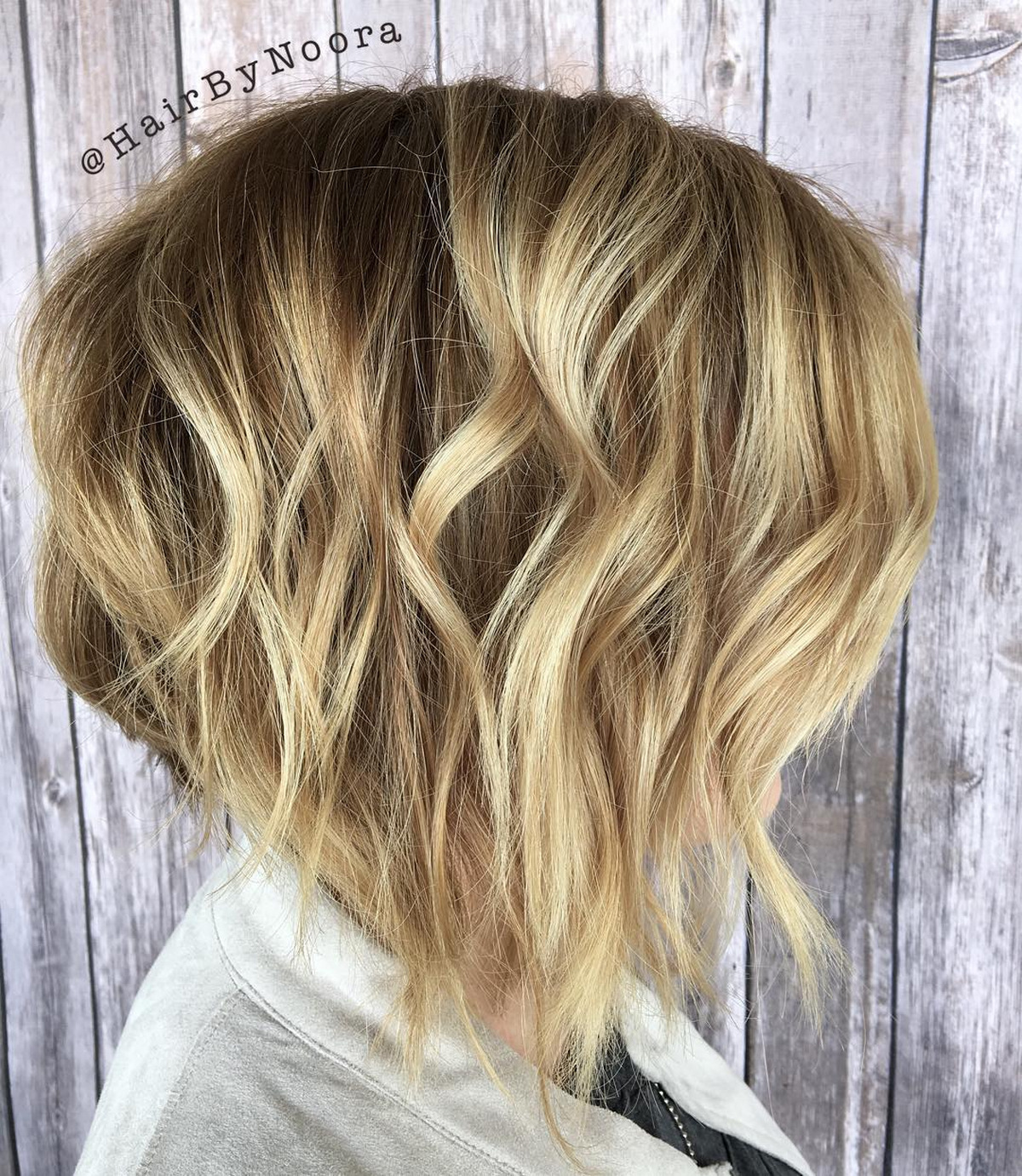 A-Line Messy Bob With Highlights