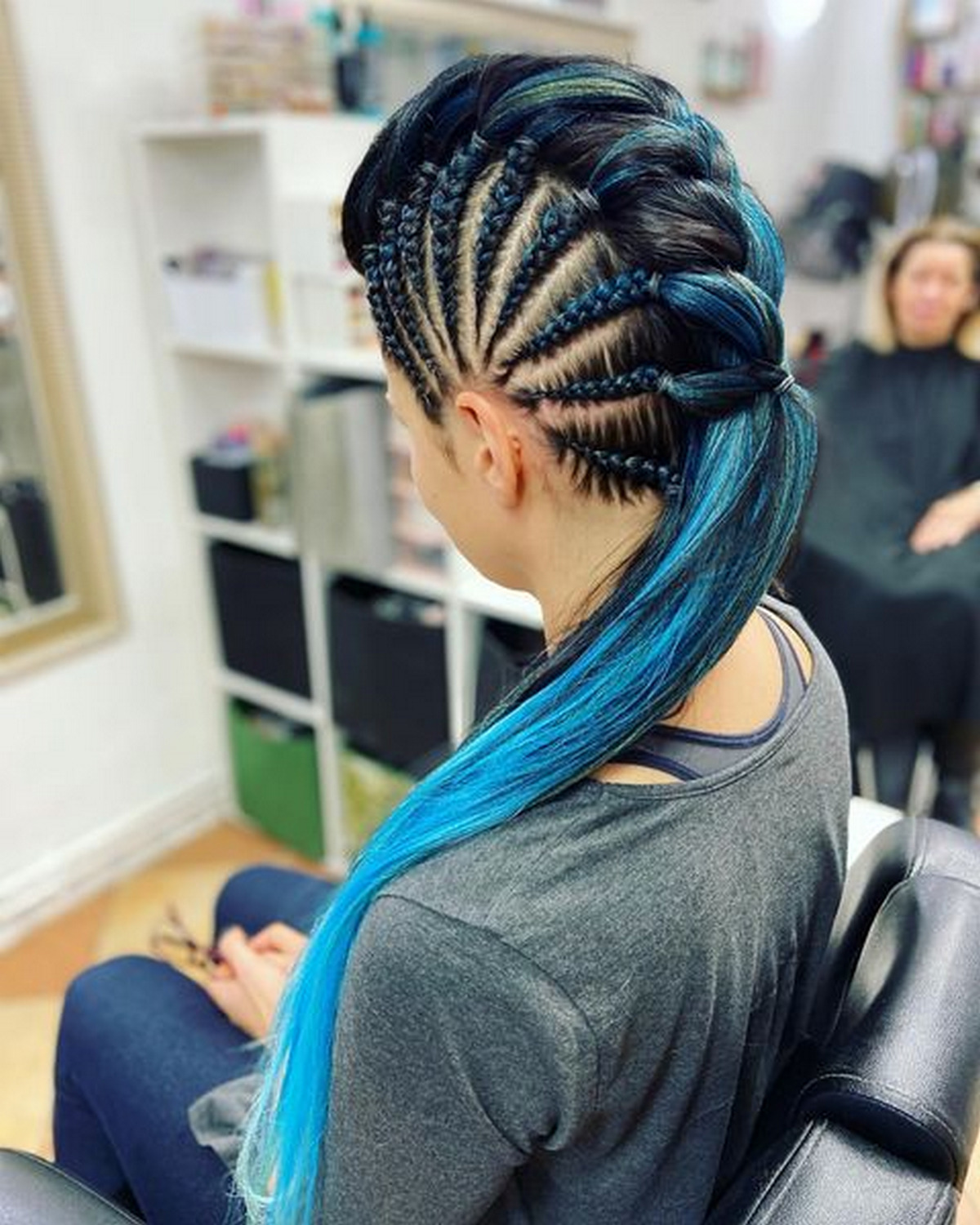 Blue Side Braids Punk Hairstyle
