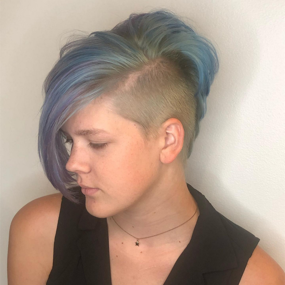 Half Shaved Head Blue Pixie