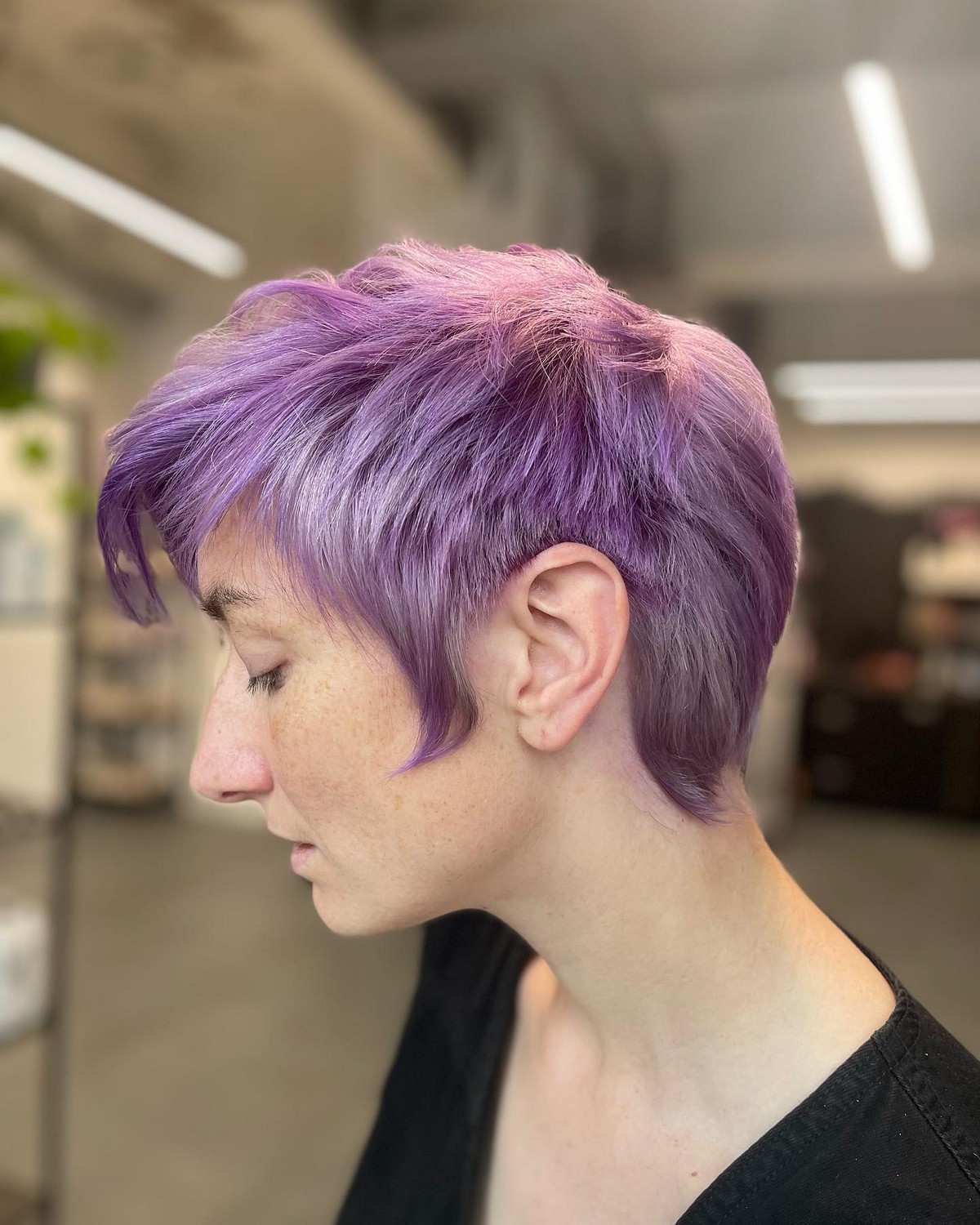 Purple Long Pixie With Provocative Spikes