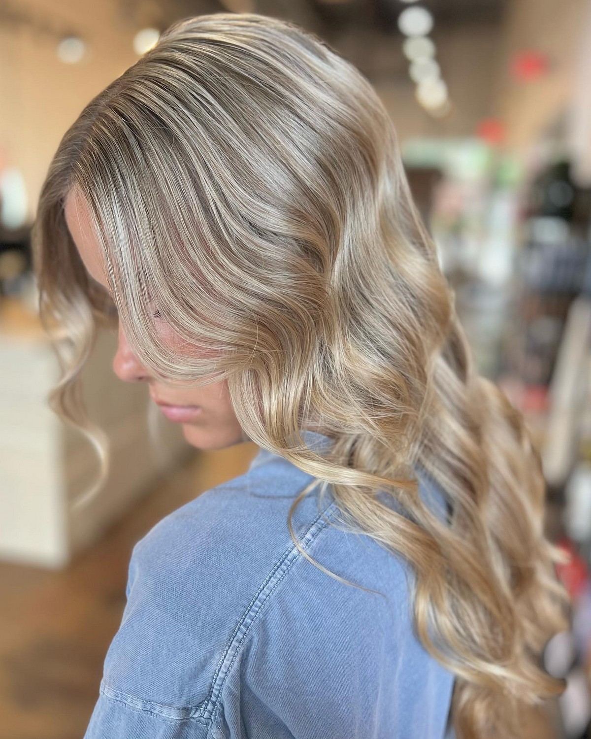 Blonde Wave Side Swept Bangs