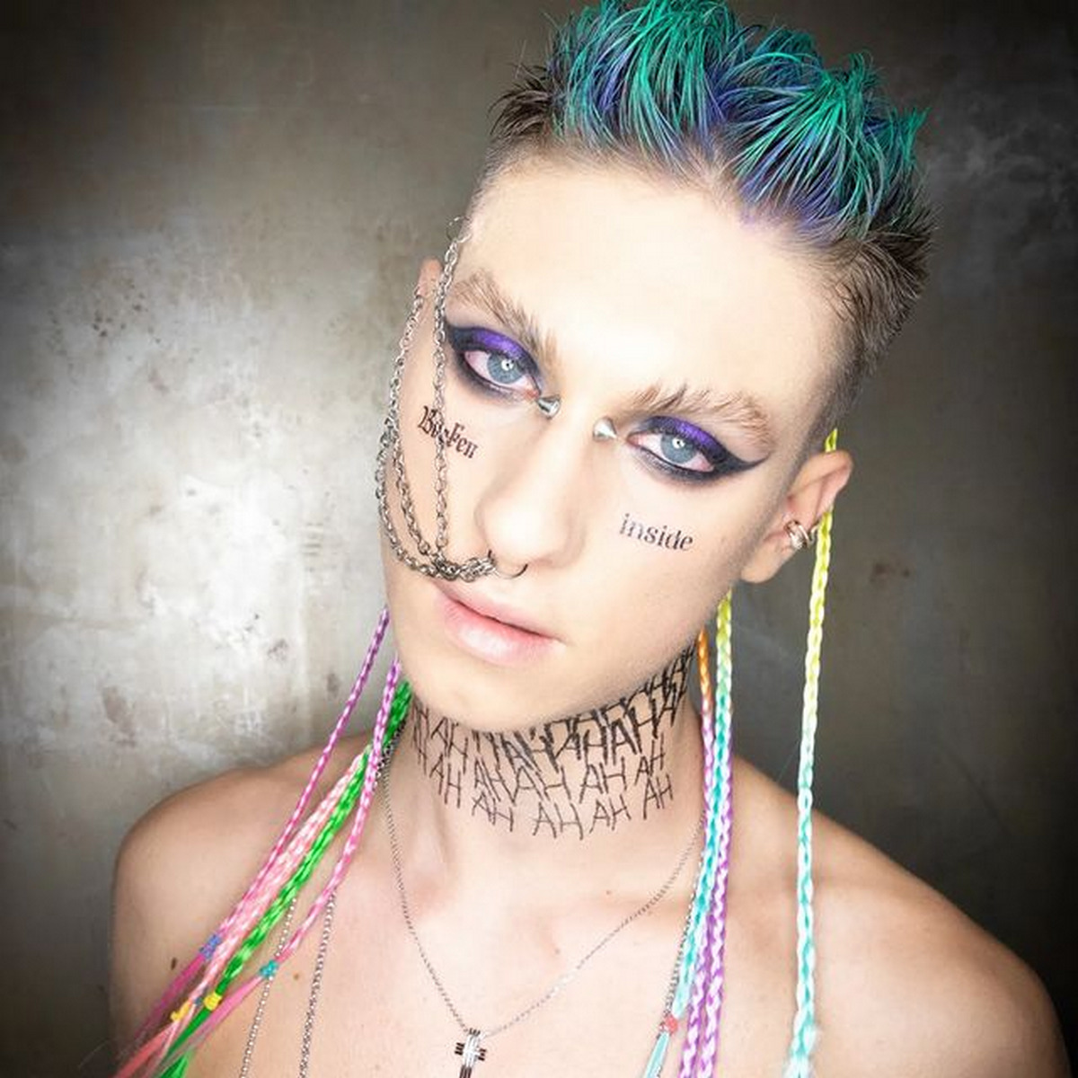 Rainbow Spiky With Back Braid