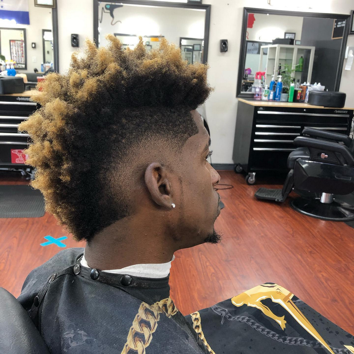Highlighted Afro Curls Mohawk