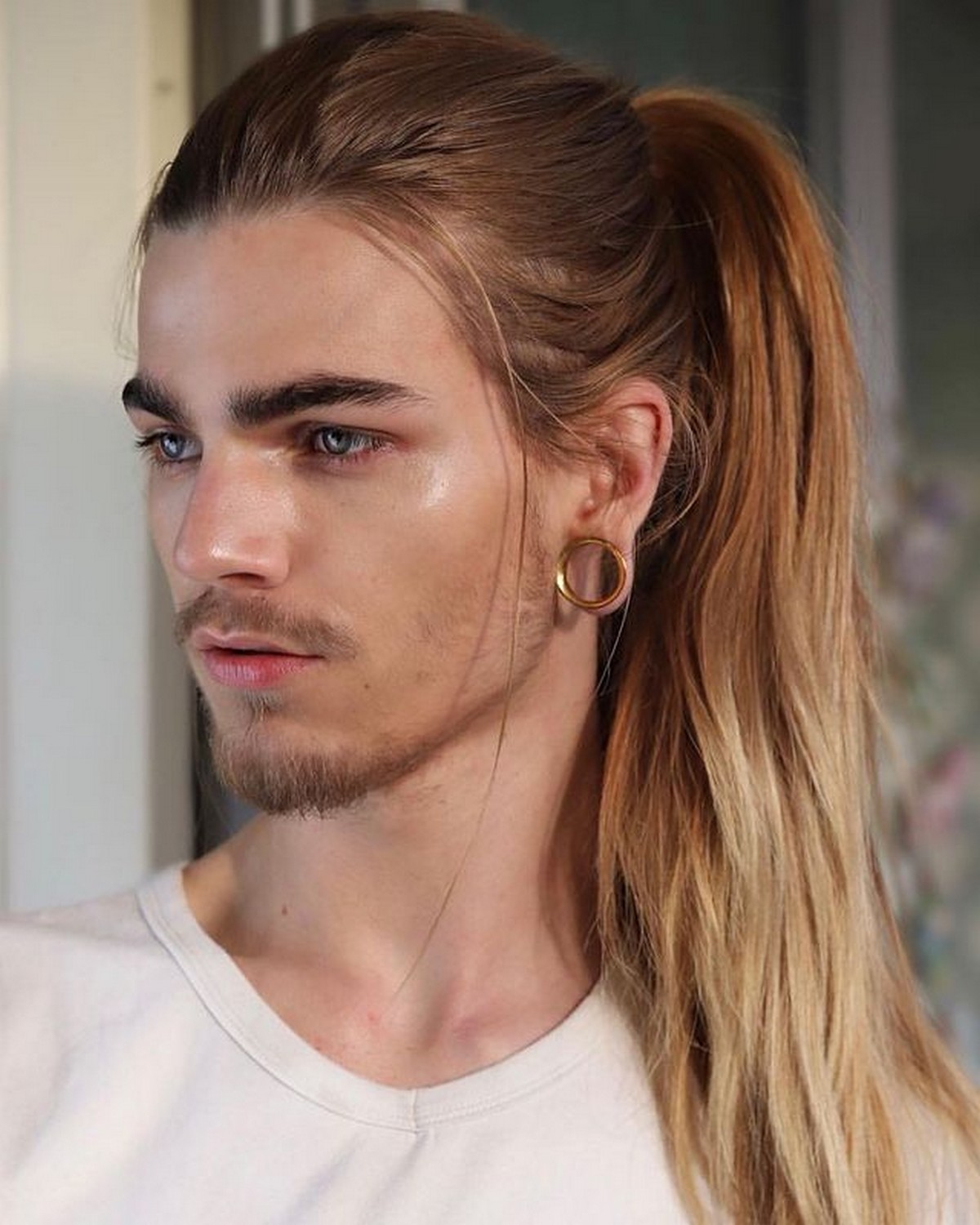Long Blond Hair High Ponytail