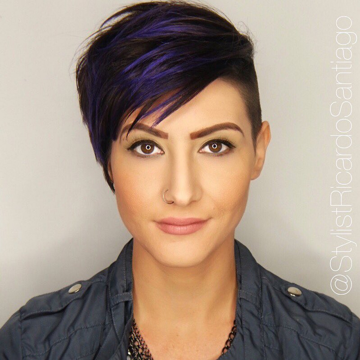 Purple Pixie Asymmetrical Side Swept Bang