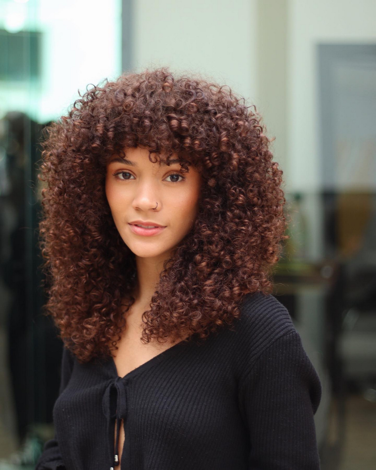 Curly Hair With Springs And Bangs