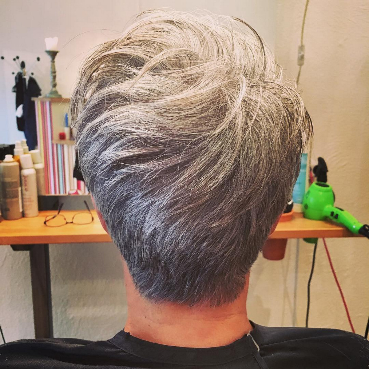 Feathered Up Gray Short Hair
