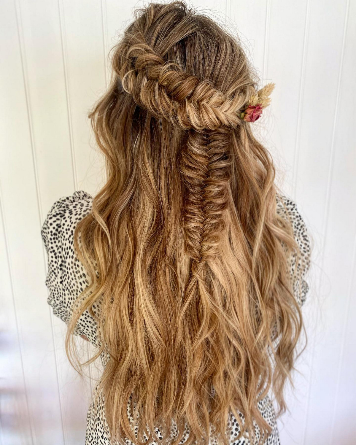 Half Updo With Chunky Fishtails