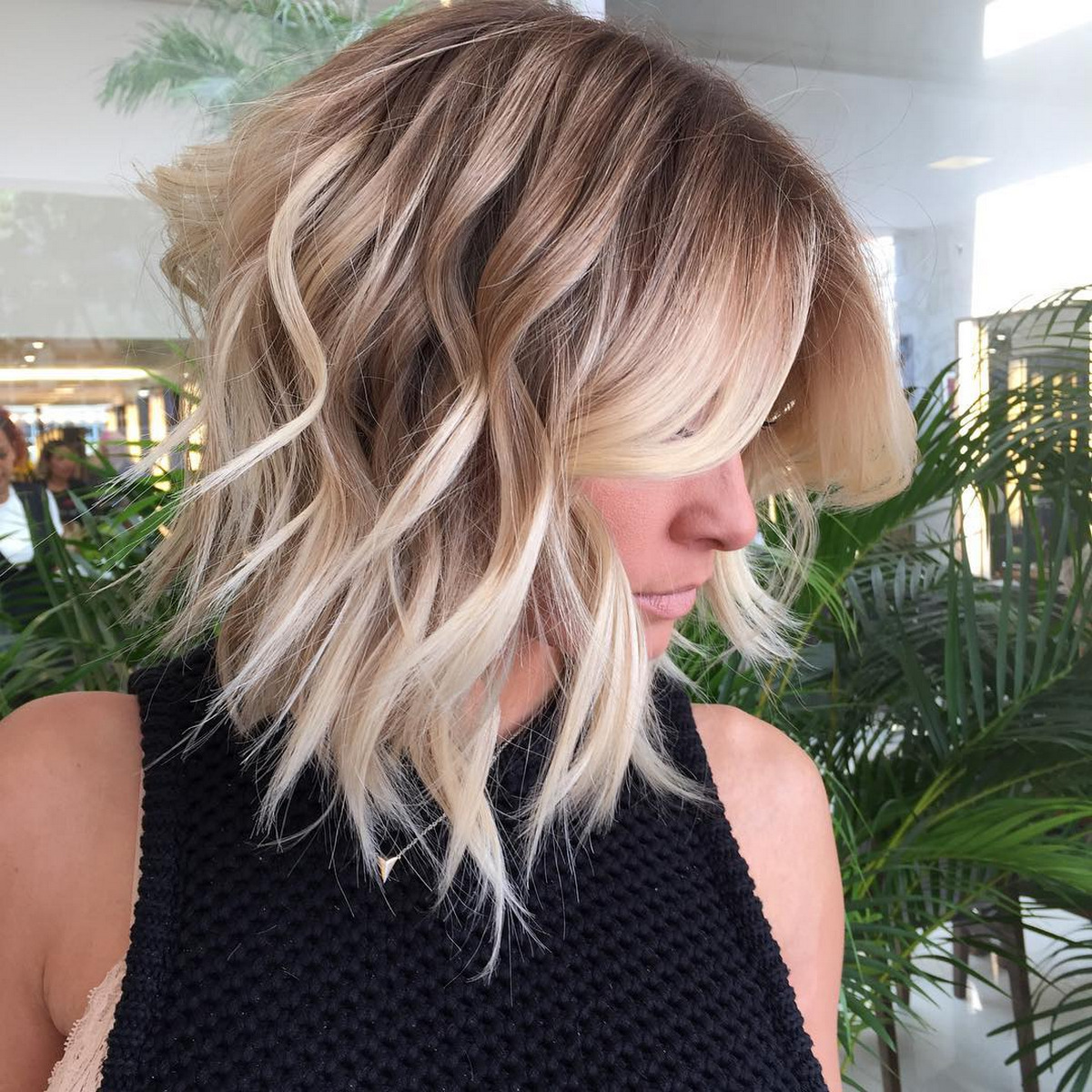 Tousled Bob With Platinum Highlights