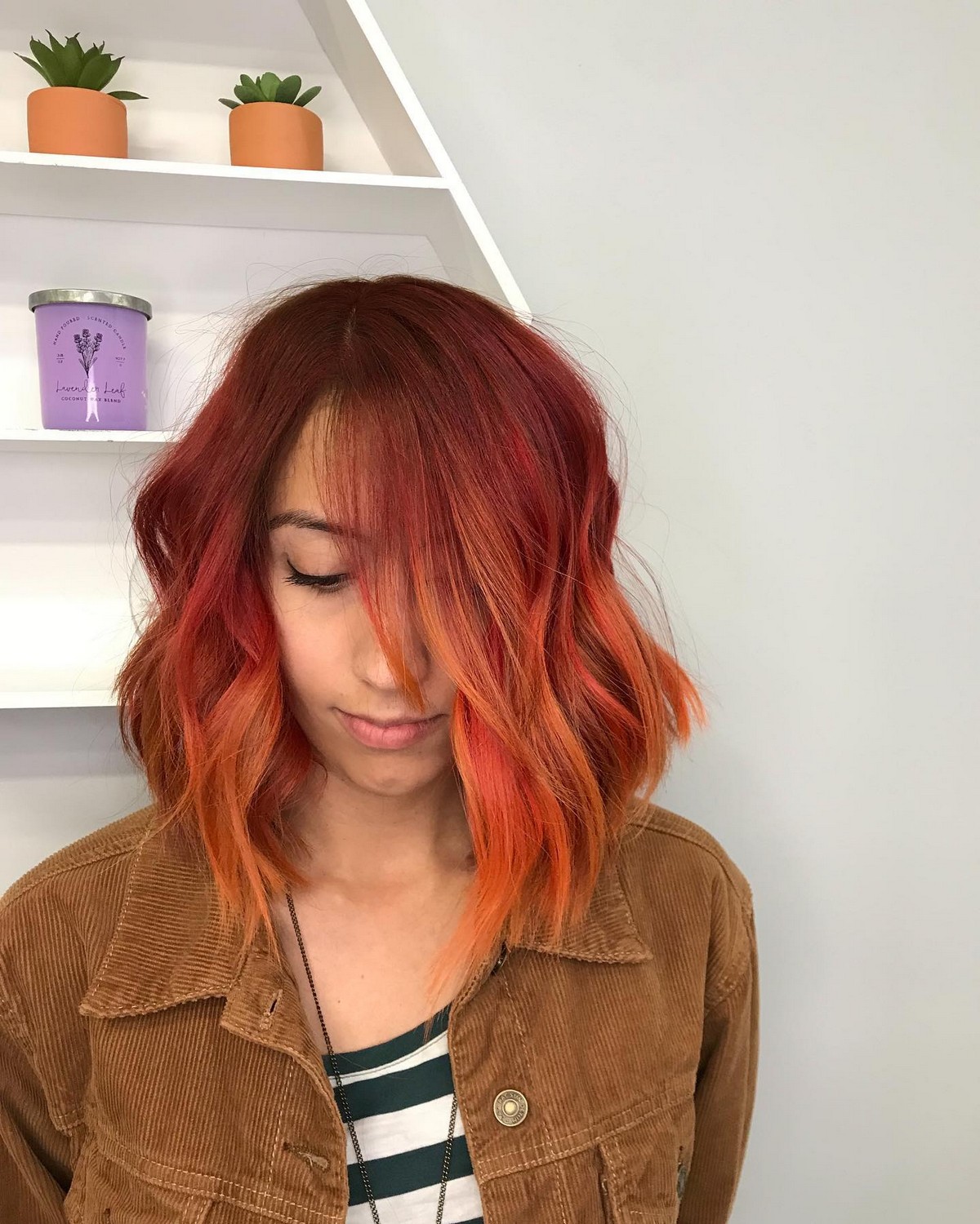 Lob With Fiery Balayage