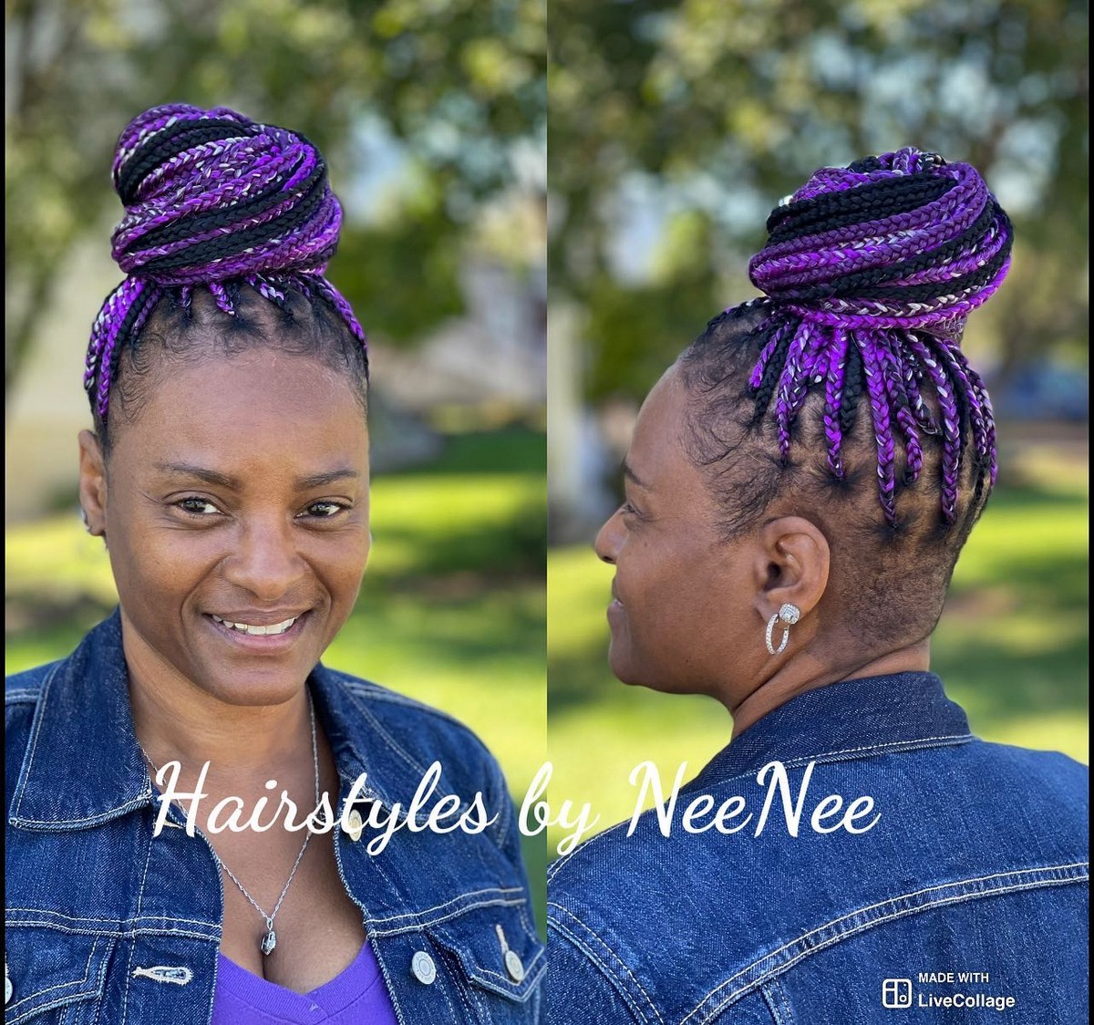 Two-Toned Fulani Braids In A Top Bun