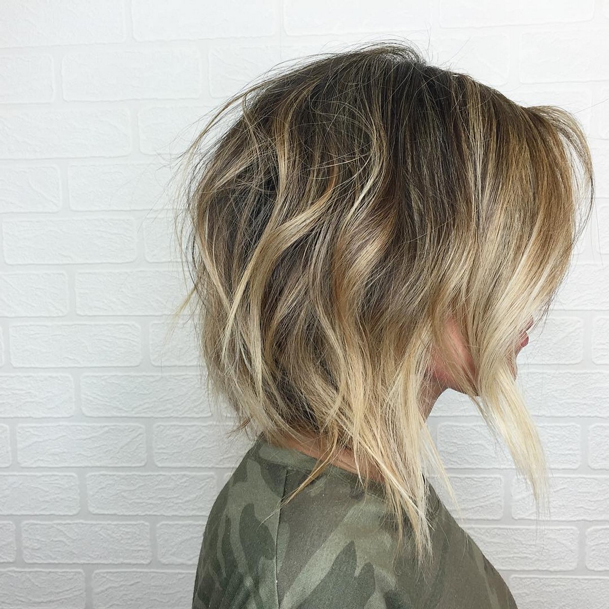 Blonde Balayage Bob Hair With Piece-y Layers